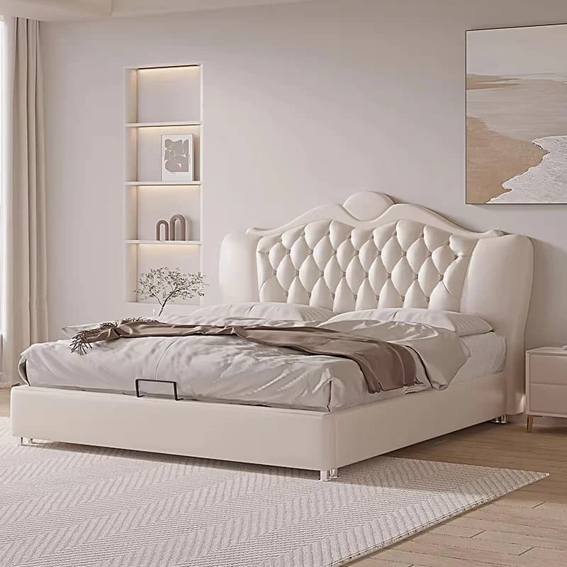 Beauty European Bed Bedroom Double Modern Luxury Design Double Bed Princess Sleeping Platform Cama Lounge Suite Furniture