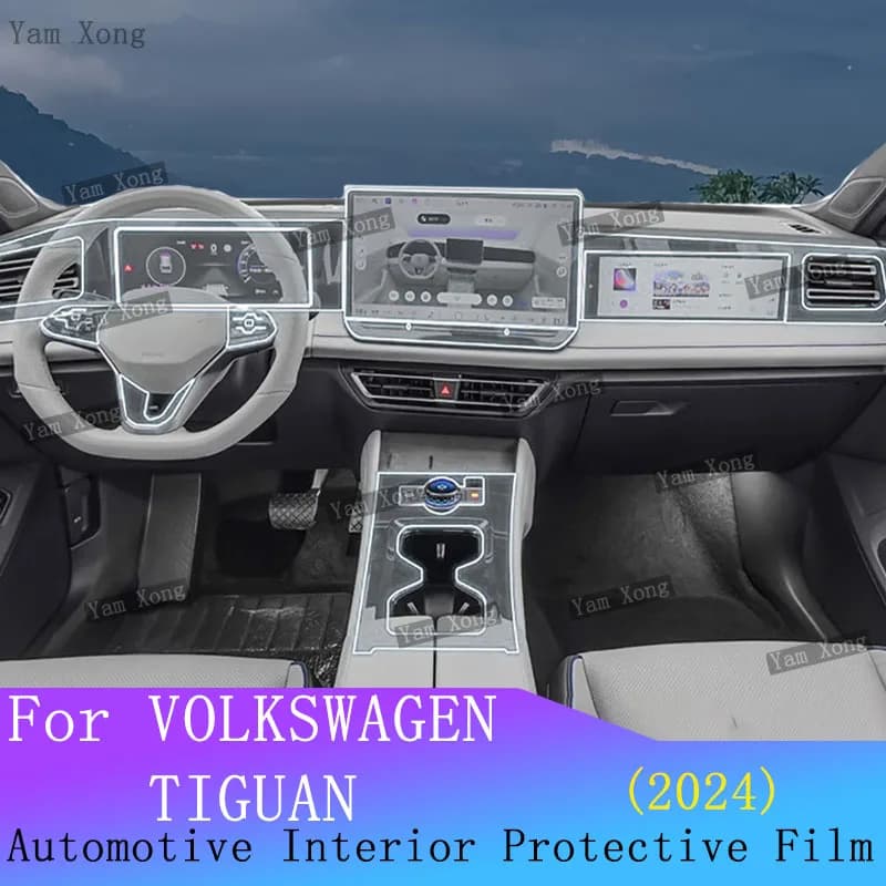 For VOLKSWAGEN TIGUAN 2024 2025 Center Console Panel Dashboard Navigation Automotive Interior Protective Film TPU Anti-Scratch
