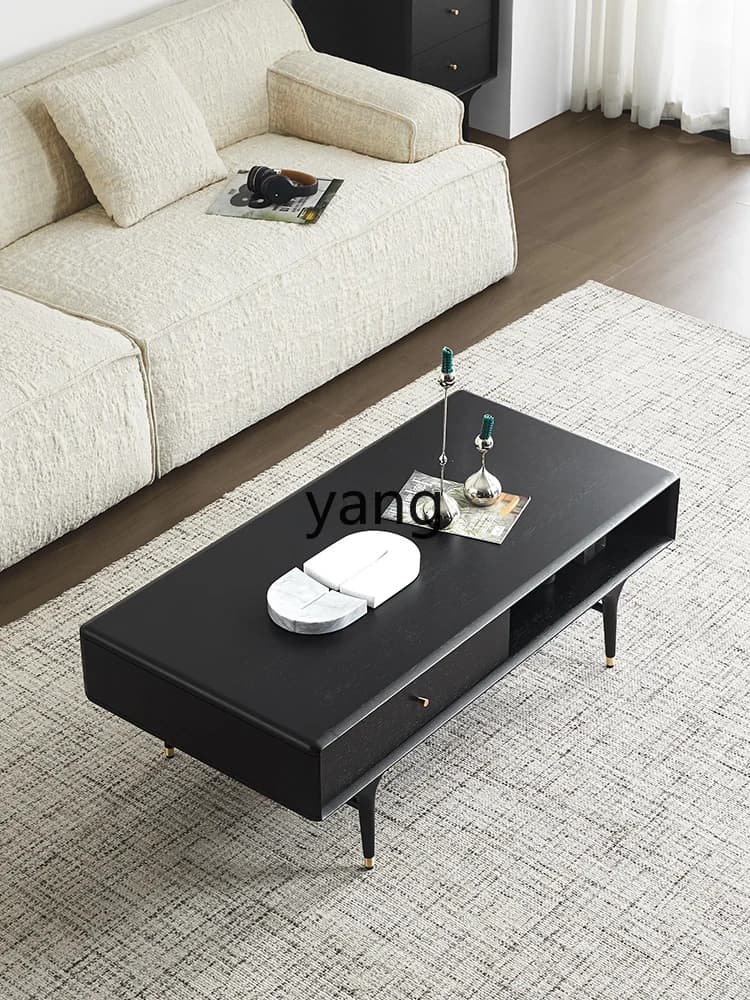 LMM Retro Solid Wood Coffee Table Set for Small Apartments, Simple Modern Design