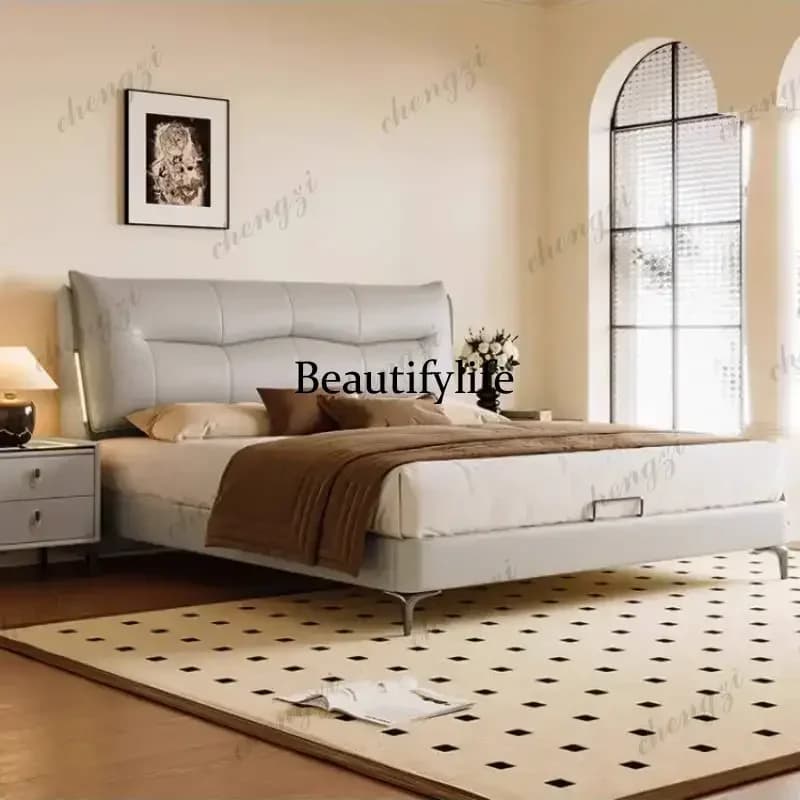White Nordic Double Bed Brown Luxury Designs Storage Modern Double Bed Adults Japanese Cloud Camas De Dormitorio FurnitureN138