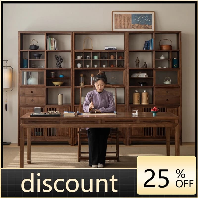 LH solid wood tea table and chair combination picture desk new Chinese zen study furniture
