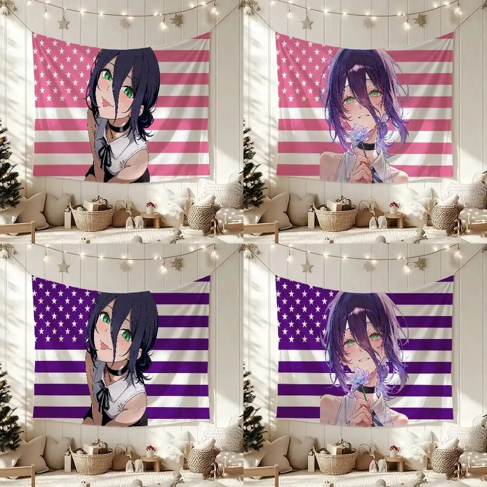 cute R-reze Chainsaw-S Man Flag Digital Printing Banner for Garage Wall Out Door Decoration