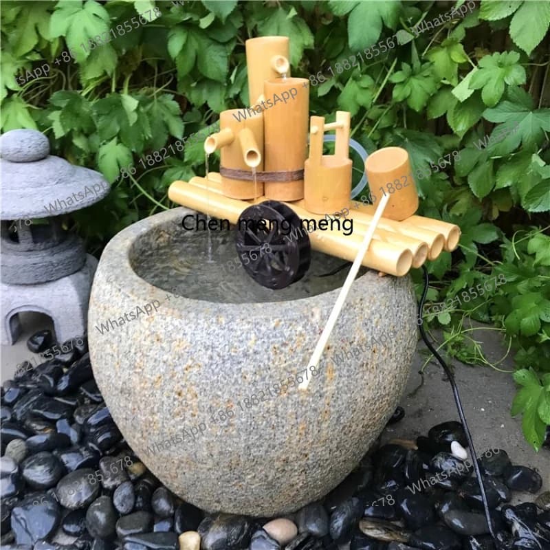 Flowing water outdoor courtyard   landscaping Flowing water ornament stone tank Japanese water bowl