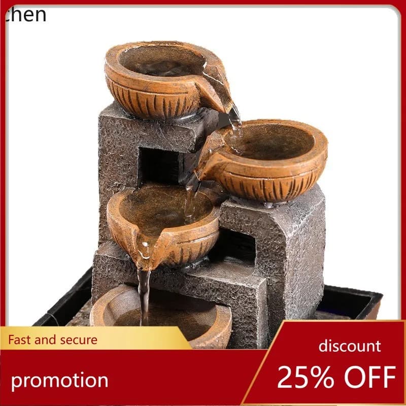 CZ fortune-attracting automatic water circulation ornament, Chinese-style coffee  small ornament, desktop living room home decor