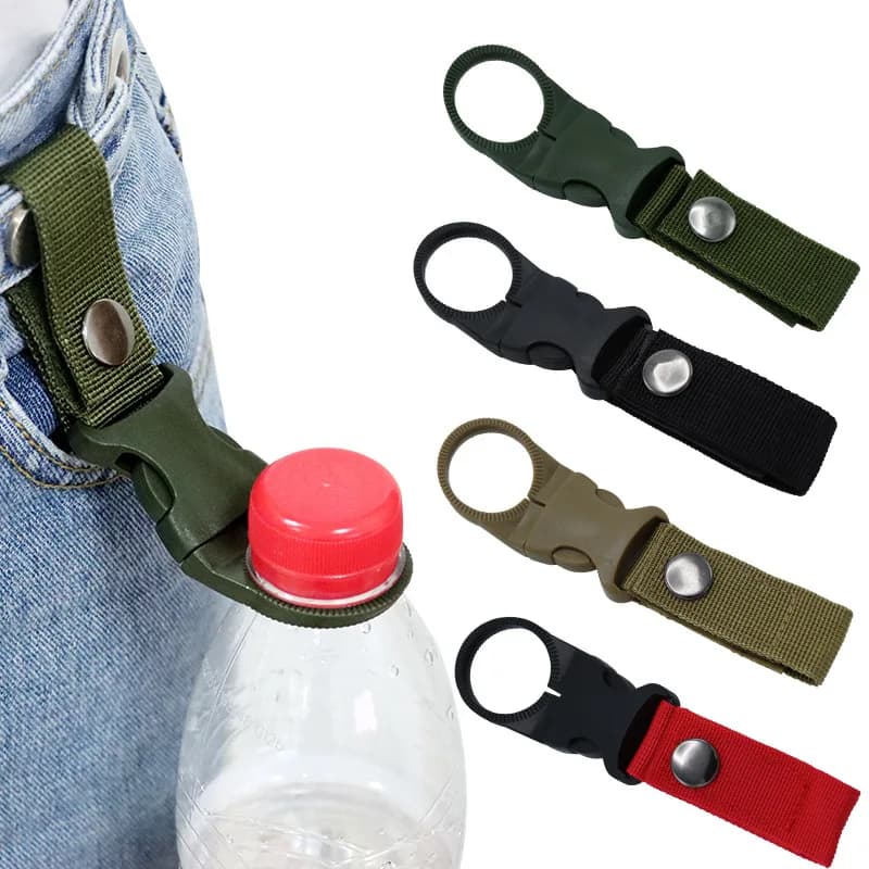 Webbing Water Bottle Holder Climbing Carabiner Belt Backpack Hanger Hooks Clip Multifunction Water Bottle Nylon Buckle Hook Clip