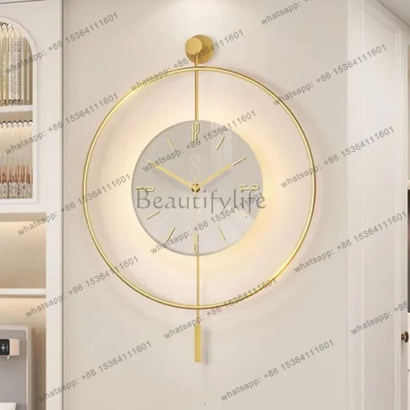 LJY Nordic Stylish Battery Wall Clocks Metal Gold Aesthetic Luminous Wall Clocks Silent Designer Relogio De Parede Live Room Dec