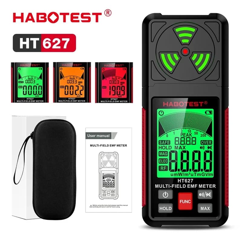 HABOTEST HT627 EMF Meter Electromagnetic Radiation Detector Ghost Hunter Professional Magnetic Electric RF Tester Ghost Hunting