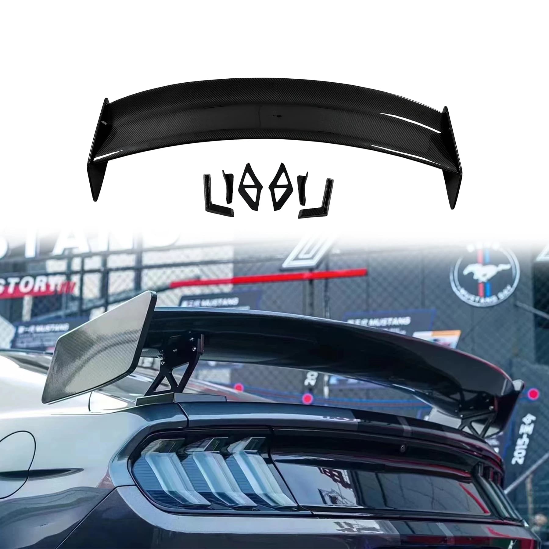 For Mustang Customization Shelby GT500 Rear Spoiler Carbon Fiber Rear Wing forFord Mustang 2015-2021 Rear Spoiler Wing