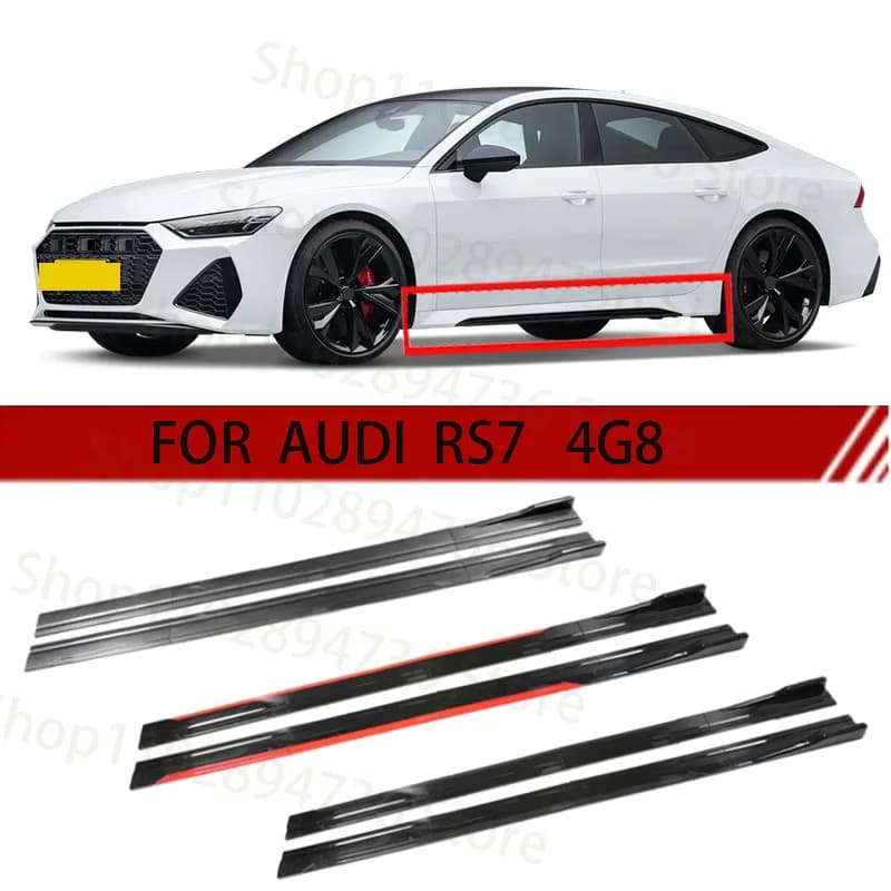 FOR AUDI RS7 4G8 2M Car Side Skirt Extension Plate Lip Separator Bumper 2.18M Racing Side Spoiler