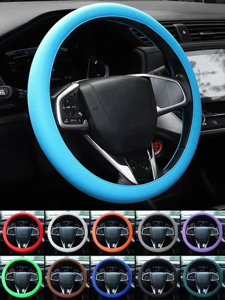Breathable Elastic Silicone Steering Wheel Protector 38cm Universal Anti Slip Car Steering Wheel Cover Auto Parts