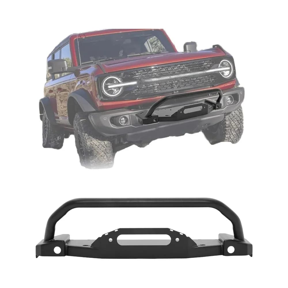 2021-2025 For Bronco Steel Modular Front Bumper With Winch Mounting Plate And Bull Bar (Black)