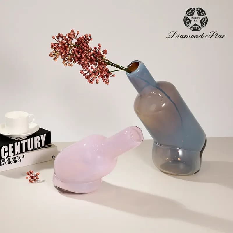 for Diamond Star Handmade Glass Vase Modern Color Material Home Light Luxury Craft Decoration Medieval Style