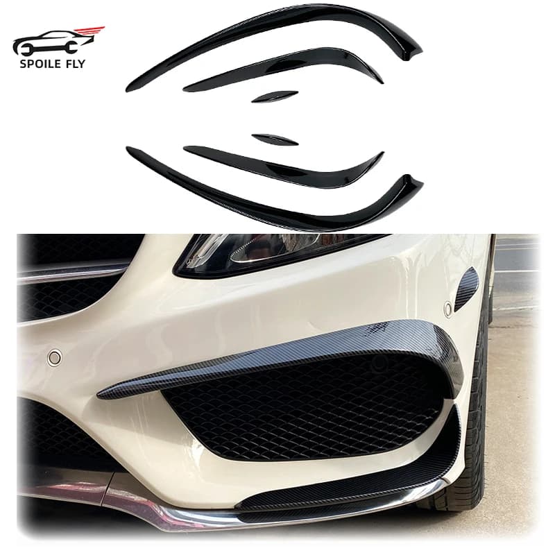 2 Pcs 2015 To 2018 For Mercedes-Benz C-Class W205 C200 C260 C43 AMG Front Bumper Front Fog Lamp Standard Spoiler Body Kit ABS
