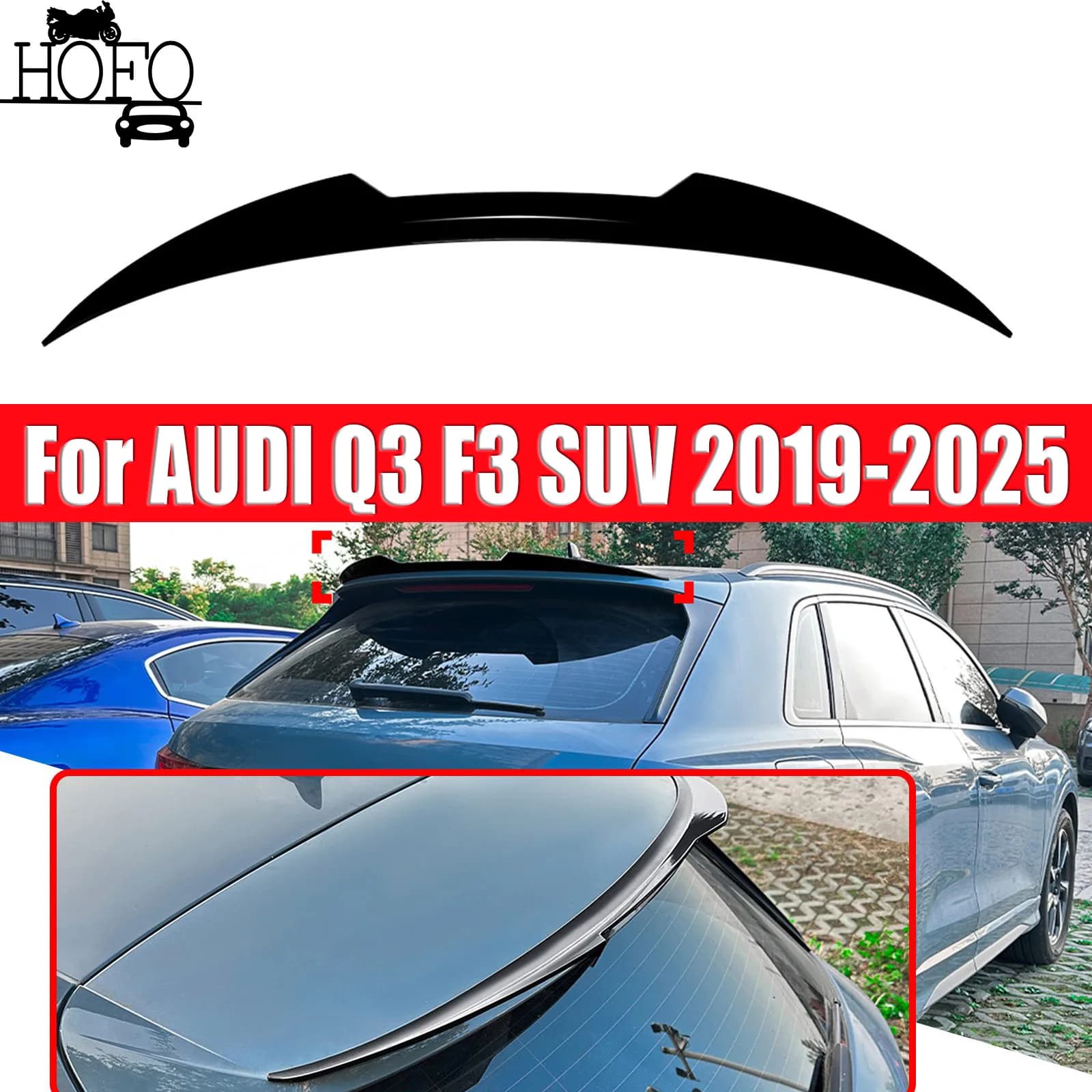 Car Rear Trunk Spoiler Fixed Diversion Wing Kit For AUDI Q3 F3 SUV 2019-2025