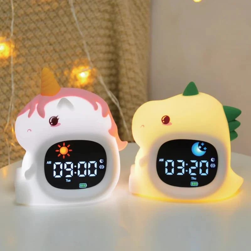 Kids Alarm Clock & Sleep Training Clocksilicone Night Light For Toddlers, Colorful Changing Touch Lamp For Children Bedroom