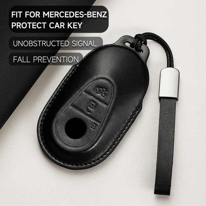 Leather Car Key Cover Case Protection Shell Keychain For Mercedes Benz C S A Class W206 W223 S350 C260 C300 S400 S450 S480 S500