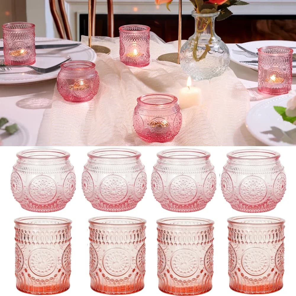 Simple Creative Votive Glass Candle Holders Flameless Tea Light Candlestick for Centerpieces Wedding Table Decor,Party Supplies