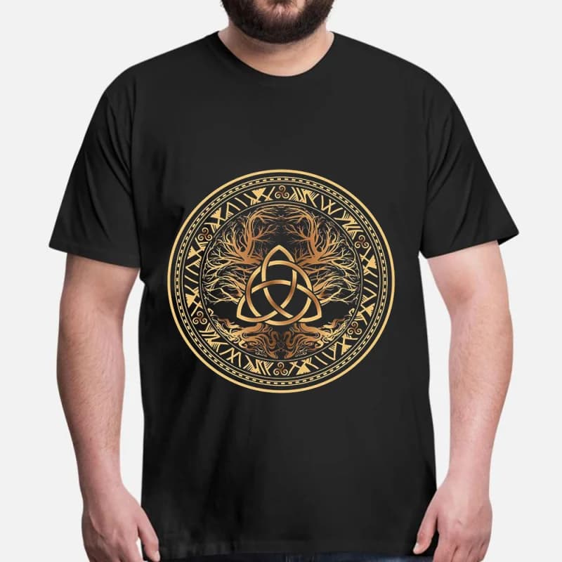 0415 Yggdrasil tree of life Gift T-Shirt Viking Runes Norse Myths Graphic clothes 100% cotton printed Tee  All size tops S-6XL
