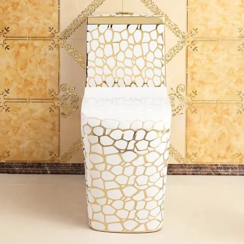 One Piece Golden Plated Ceramic Toilet Bowl - Hot Sale Bathroom Wc in Gold Color