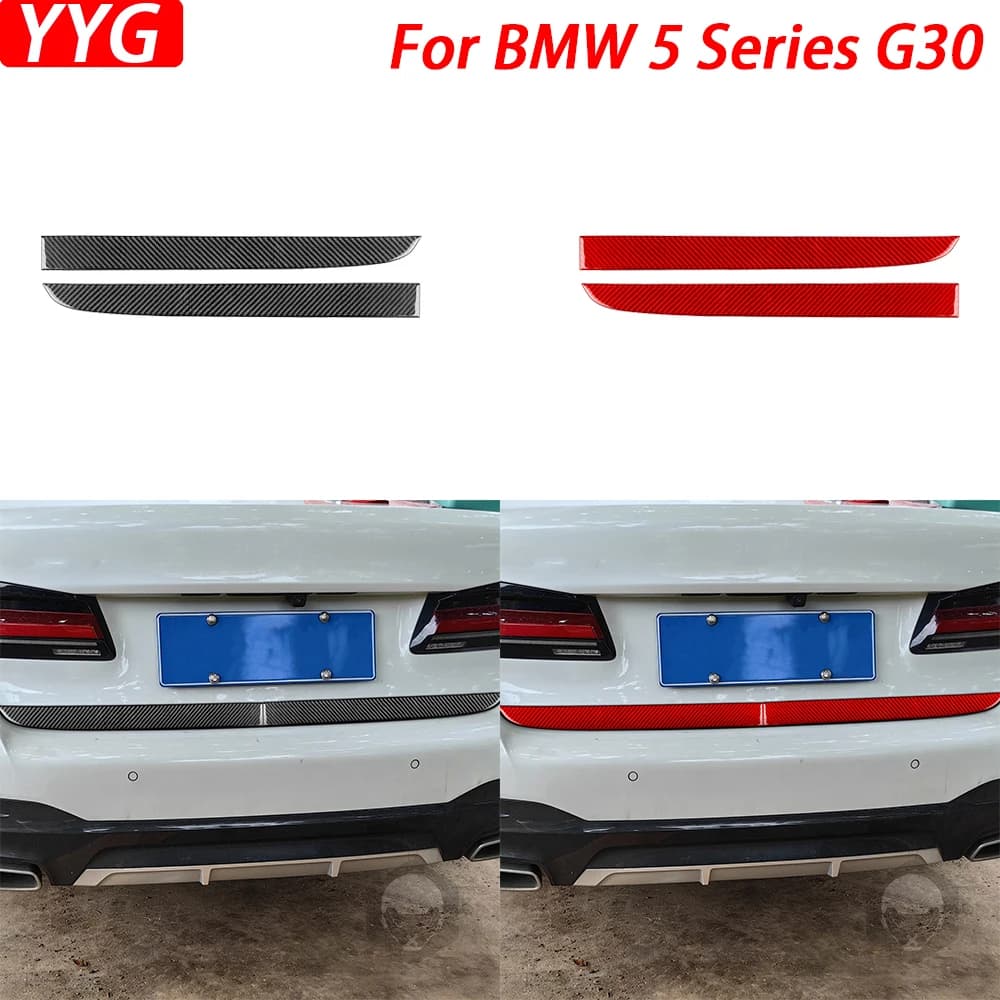 For BMW 5 Series G30 2016-2022 Real Carbon Fiber Trunk Back Door Protector Panel Trim Strip Car Decorative Accessories Sticker