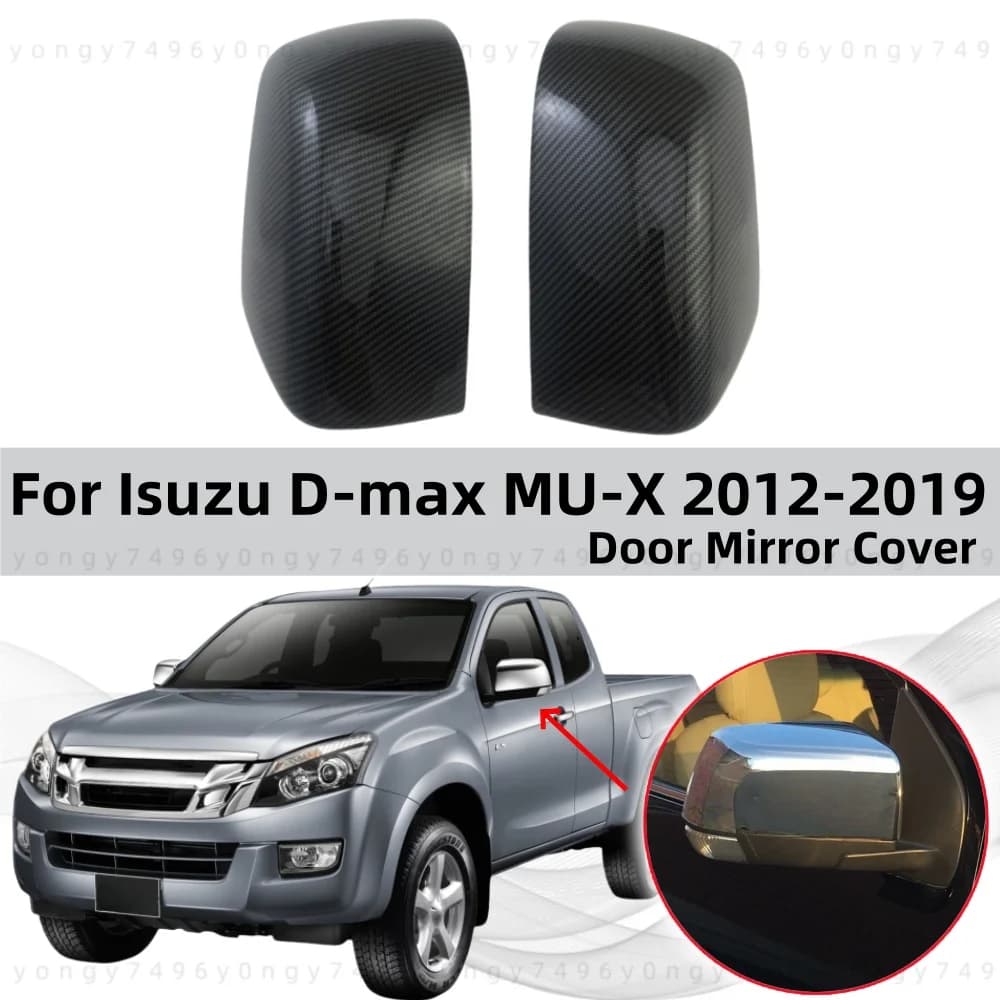 Carbon Fiber Side Door Mirror Cover Trim Car Accessories For Isuzu D-max Dmax 2012 2013 2014 2015 2016 2017 2018 Chrome Stickers
