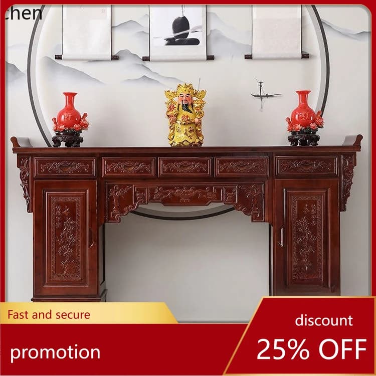 CZ Solid Wood Incense Case Home Buddha Altar Chinese Style Offering Table Hall Worship Table