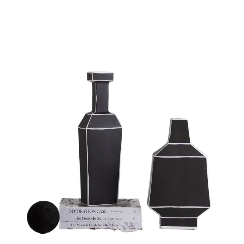 Nordic minimalist hand-painted ceramic white line vase home model room living room soft dining table