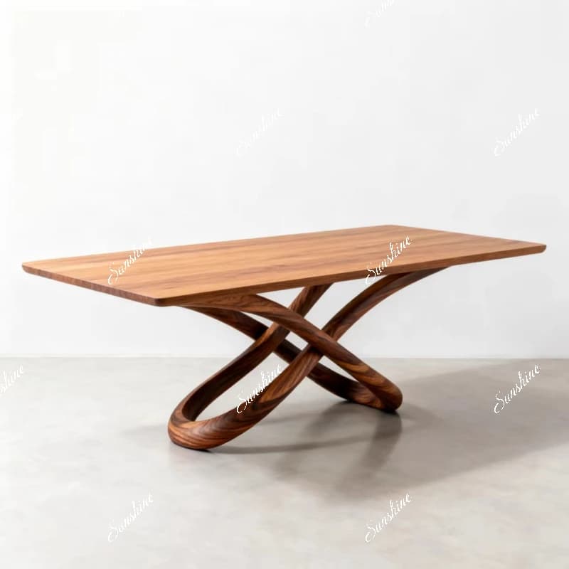 Light luxury household table Small apartment long table Solid wood dining table