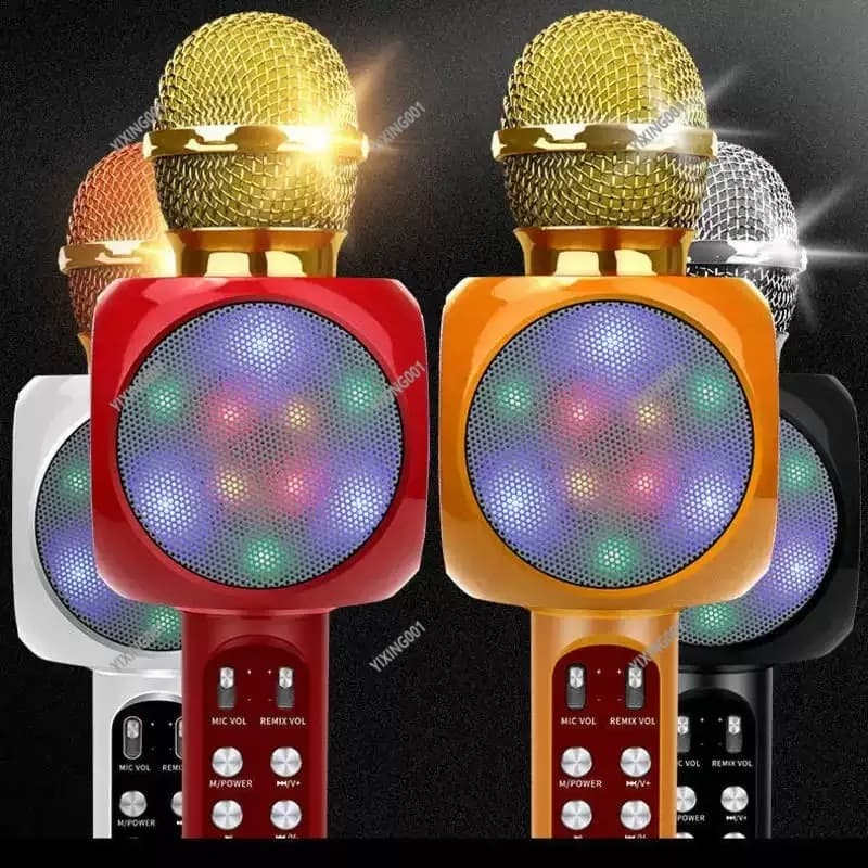 LED Light Wireless‑Compatible Karaoke Microphone, 2‑in‑1 Speaker Mic for Kids Phone TV Home Singing