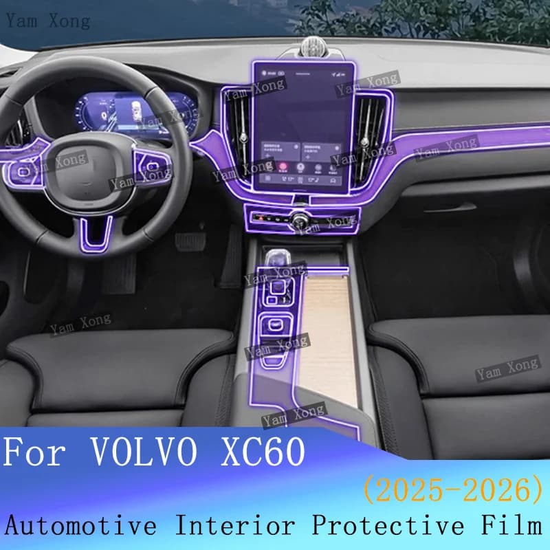 Car Full Set Interior Film TPU Transparent Protective For VOLVO XC60 2025 2026 Gear Panel Navigation Screen Anti-Scratch Film