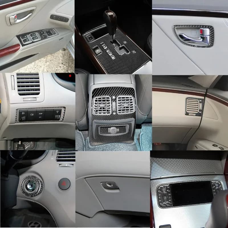 Car Dashboard Air Outlet Door Handle Window Lifting Panel Carbon Fiber Sticker For Hyundai Azera 2006-2011Interior Accessories