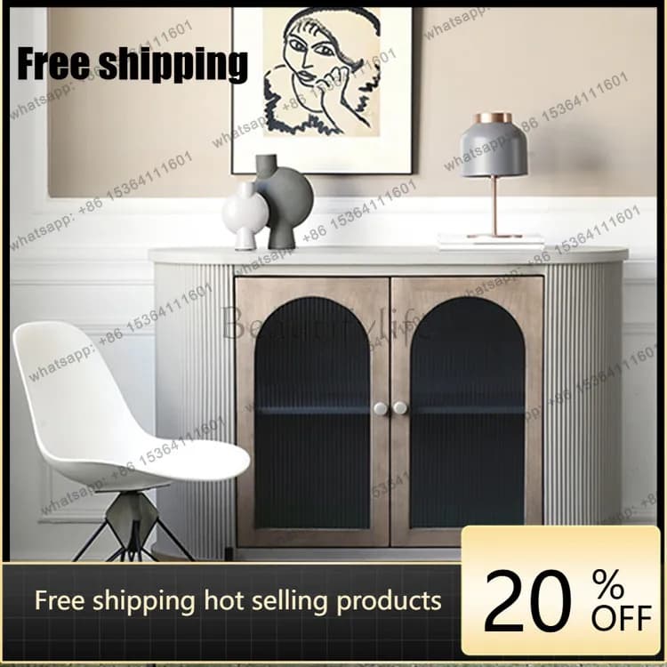 LD wabi-sabi wind entrance table light luxury solid wood entrance living room locker