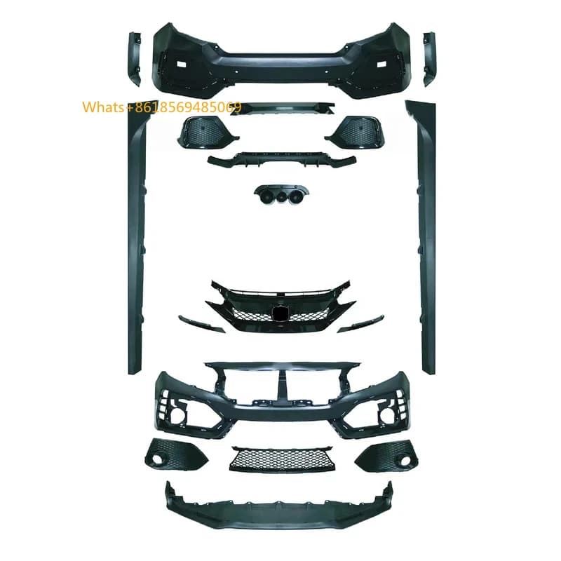 Car Parts Modified New Type-r Body Kit Front Rear Bumper Grille Hood Side Skirt 10th Sedan Full