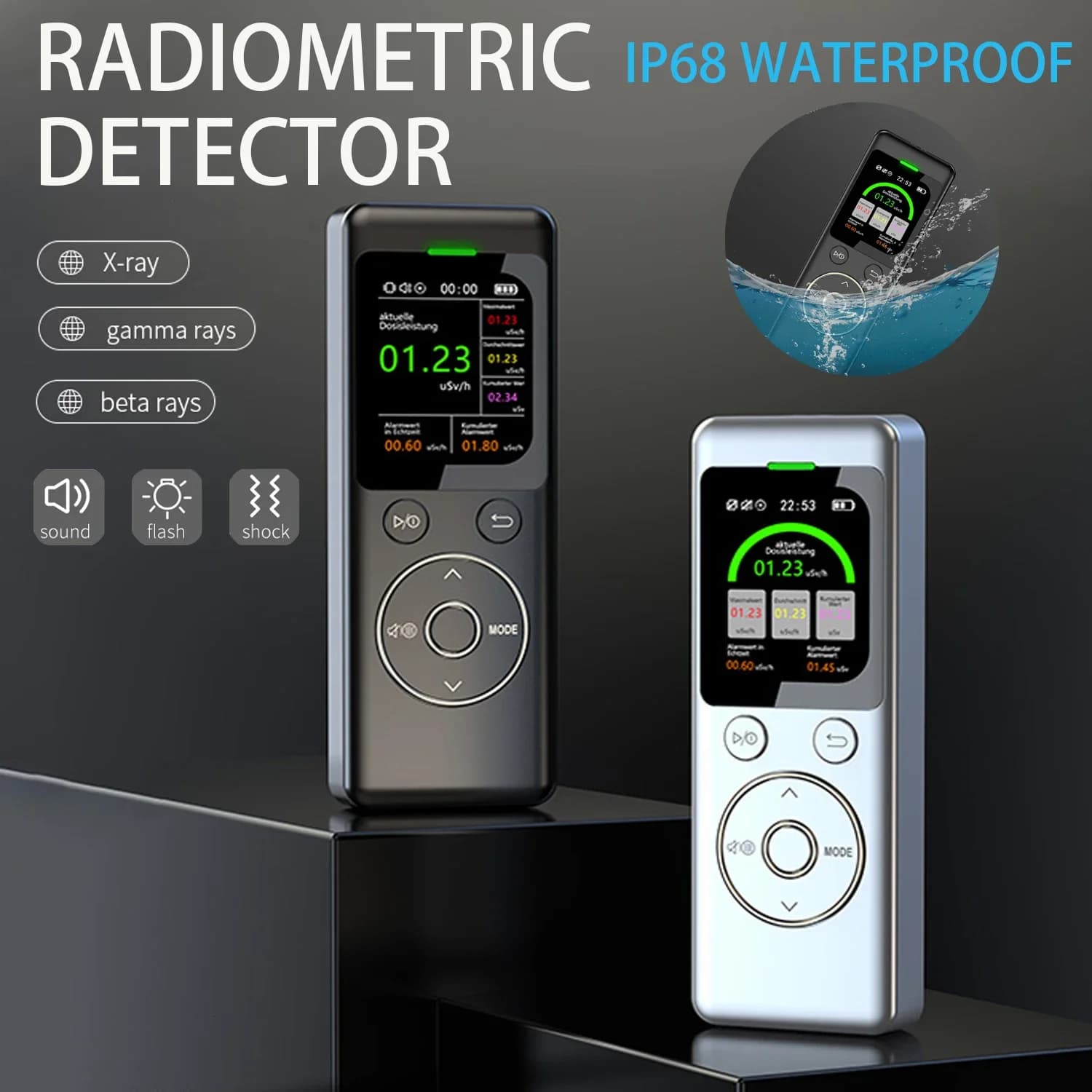 NEW Geiger counter Waterproof Nuclear Radiation Detector X-ray Beta Gamma Radioactivity detector for Nuclear wastewater