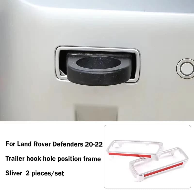 Aluminum Alloy Iron Tow Hook for Land Rover Defender 110 2020-2021 Rescue Rear Trailer Hook with Red/Black Cover Metal Accessory