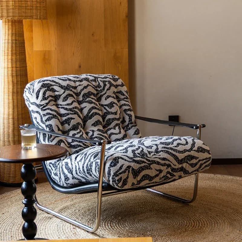 European light luxury zebra pattern Bauhaus leisure chair, living room balcony leisure single chair