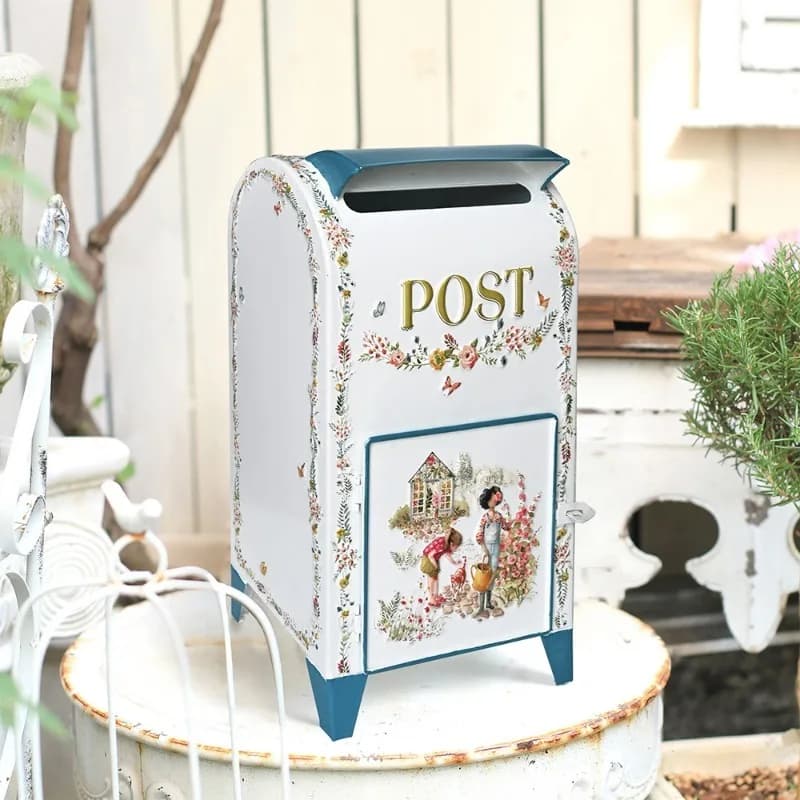 Garden Outdoor Decoration Standing Mailbox Wrought Iron Decorative Ornament Waterproof Three-dimensional Relief Decoração Decor