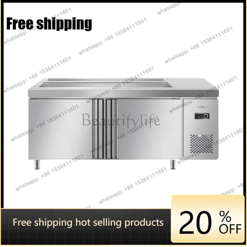 LS salad Taiwanese milk tea shop refrigerated fruit fishing display cabinet side dishes refrigerator fresh-keeping workbench