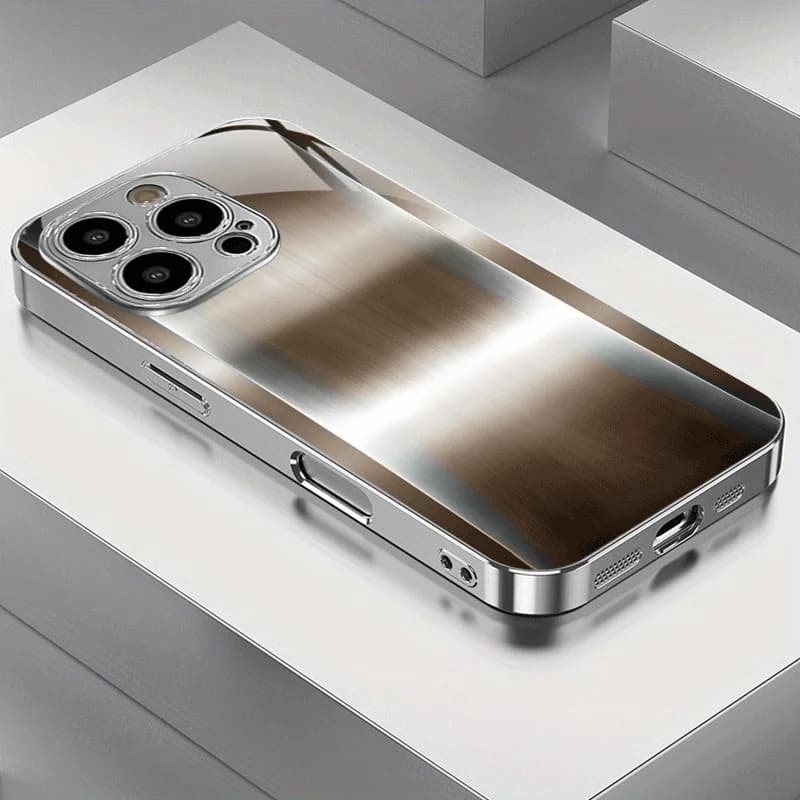 High-end business minimalist matte silver electroplated phone case, suitable for iPhone 17, 16, 15, 14, 13, 12, 11, etc.