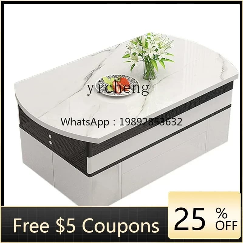 LYY  rock slab creative lift coffee table dining table simple living room household multi-functional folding telescopic furnitu