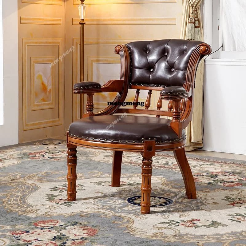 Balcony Leisure Backrest Chair Armrest Dining Chair Solid Wood European-style Home Coffee Table