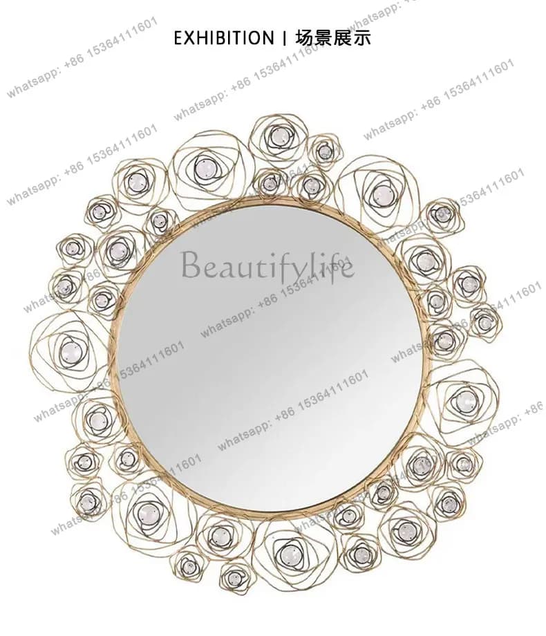 Decorative custom oval wall bedroom vanity mirror light luxury wall hanging vanity mirror