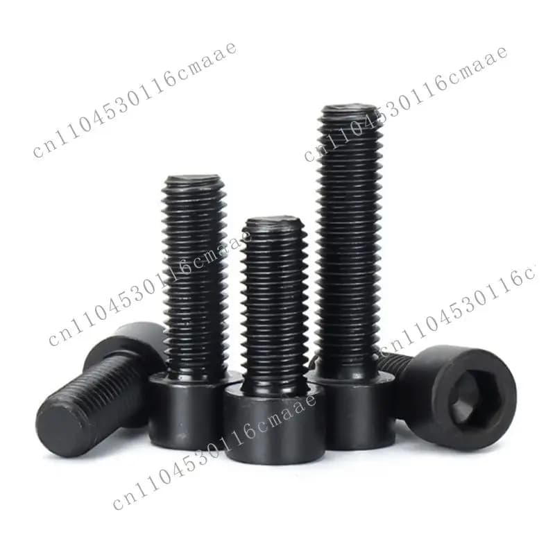 Custom 12.9-grade black hex socket screws, blackened full-thread cylindrical head, high-strength cup-shaped bolt factory