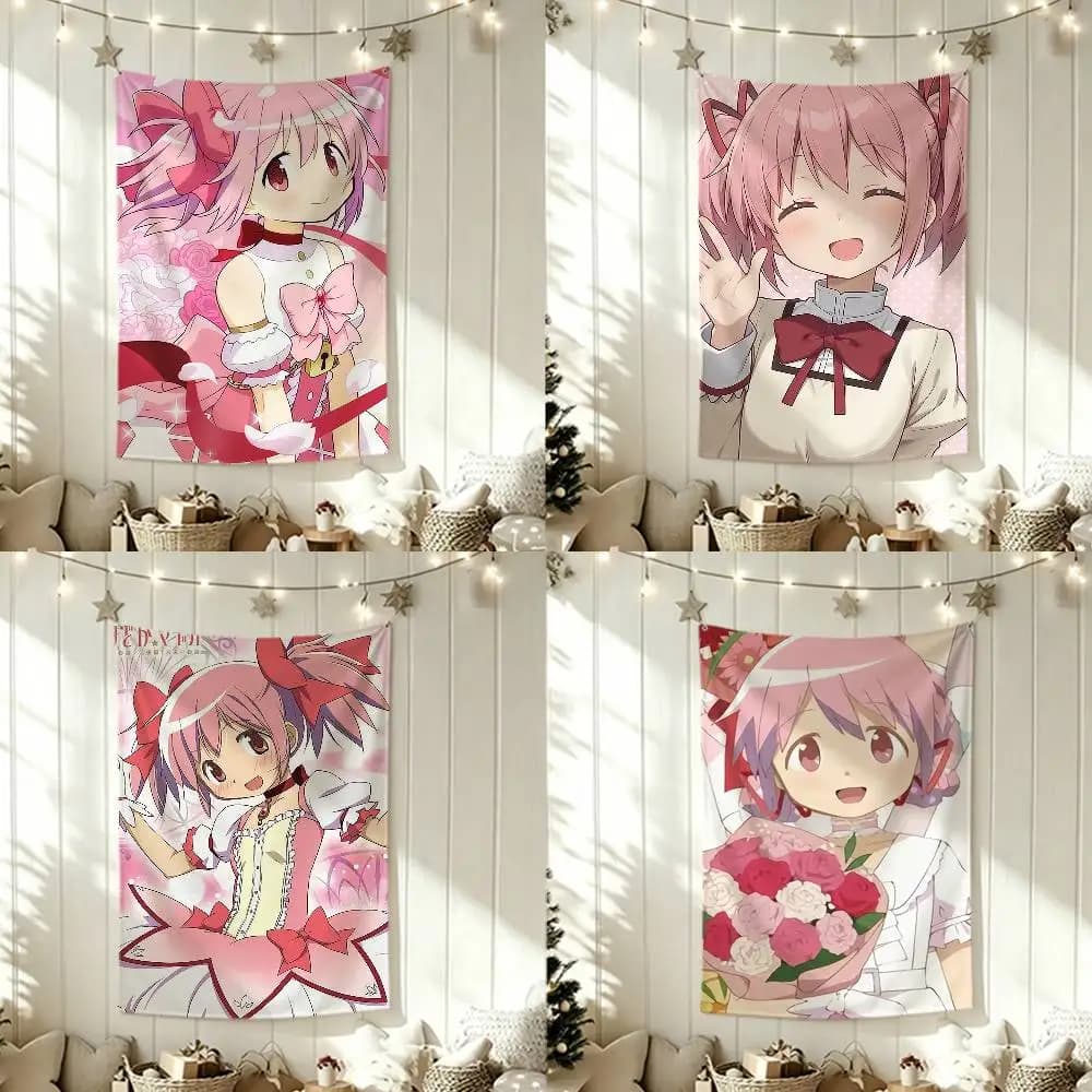 Cartoon Character M-Madoka K-Kaname Funny Flags for Bedrooms Home Decor Items Outdoor Decors Garage Decoration Flaga