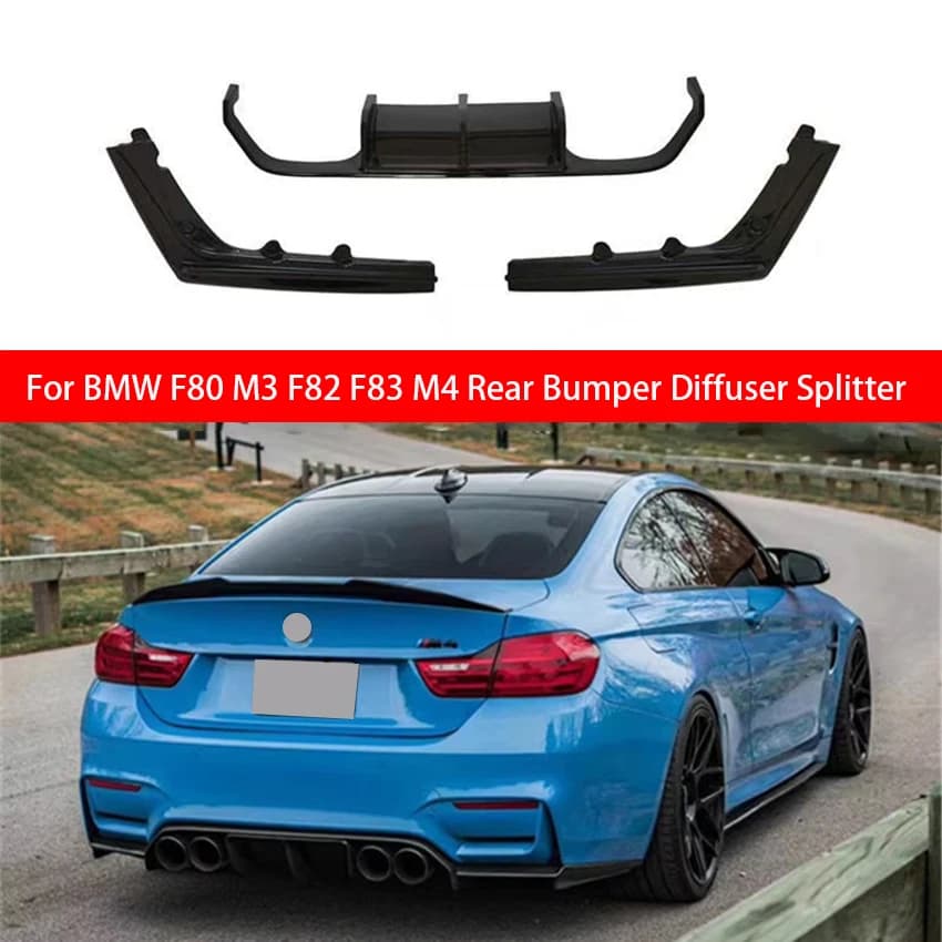 For BMW F80 M3 F82 F83 M4 Bumper 2014 - 2019 Sedan Coupe Convertible Real Carbon Fiber Rear Diffuser Lip Spoiler Bumper Guard