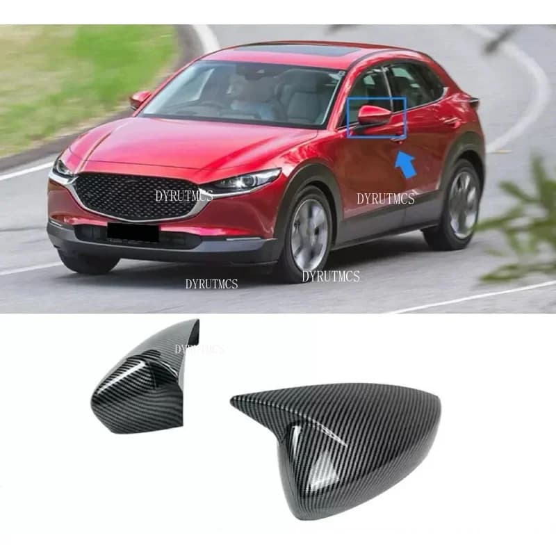 Car Rearview Side Mirror Cover For Mazda CX30 CX-30 2020 2021 2022 2023  Wing Cap Exterior Door Rear View Case Trim Sticker