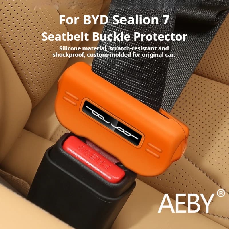 AEBY For BYD Sealion 7 2024 Seat Belt Clip Cover, Anti Scratch Buckle Button Protector, Interior Accessories Silicone Decoration