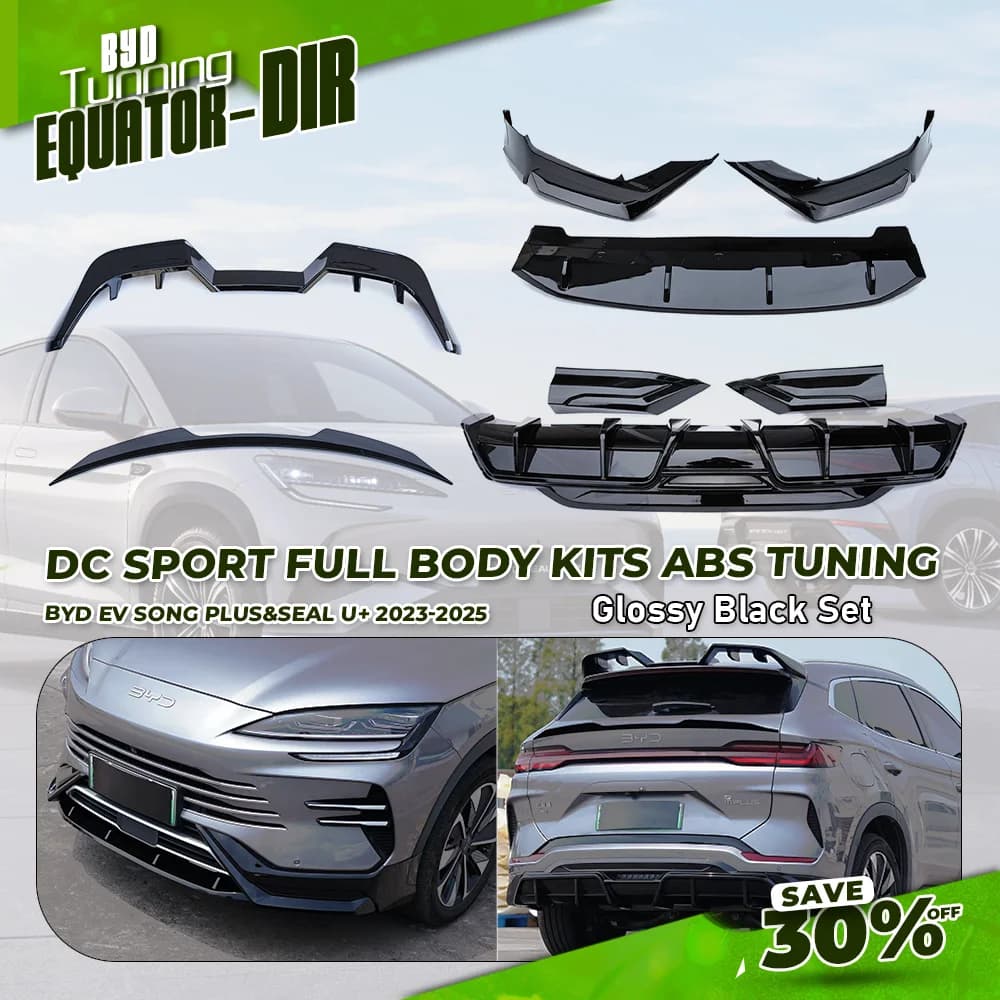 Car Body Kits Extension for BYD Song Plus/ Seal U+ 2023-2025 Sport ABS Front Bumper Lip Glossy Black Rear Diffuser Body Tuning
