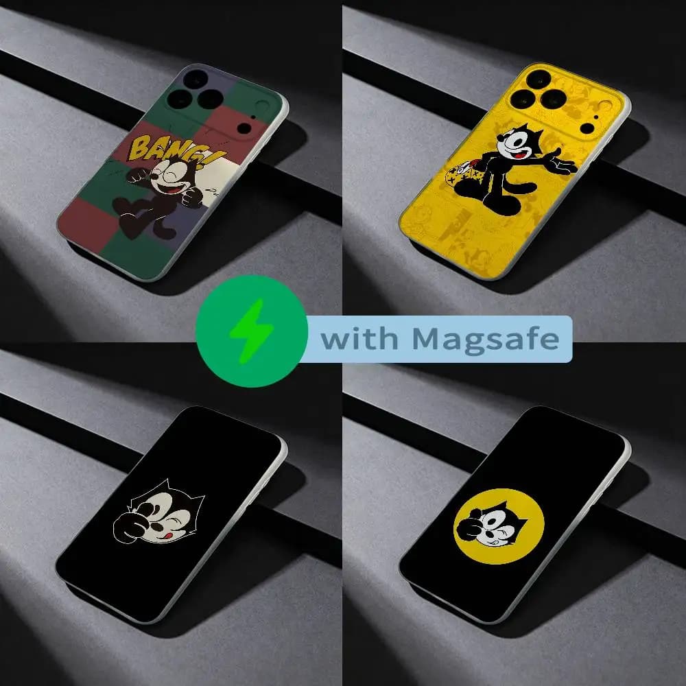 Cartoon F-FelixS The Cat Phone Case For iPhone 17,16,15,14,13,12,X,XS,Pro,Max,Plus,E,Air,Mini with Magsafe Magnetic Slim Frosted