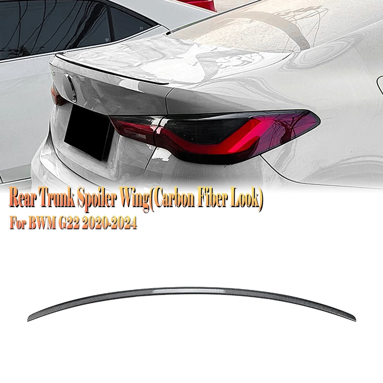 Rear Trunk Lid Spoiler Wing Lip For BMW 4 Series G22 2020 2021 2022 2023 2024-25 Carbon Fiber Look/Gloss Black Tailgate Splitter